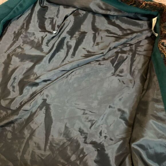 Vintage Green Wool Blend Princess Trench Peacoat Small Medium Velvet - Picture 7 of 9